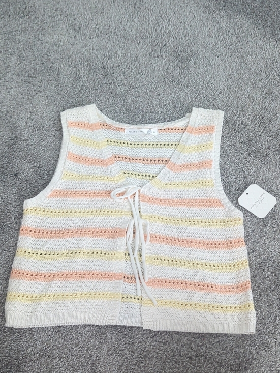 Altar'd State Tops - Altar'd State Cream Knit Tank with Peach & Yellow Stripes